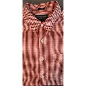 Y2K Abercrombie & Fitch Men Size M Red Plaid Muscle Button Up Long Sleeve Preppy